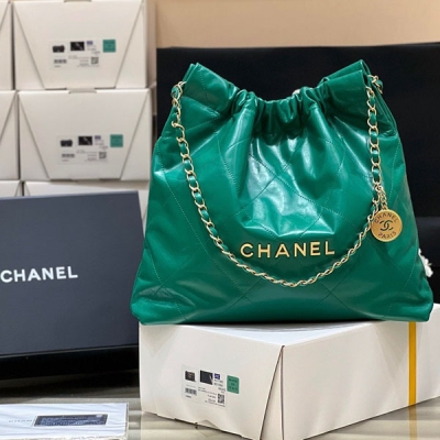 CHANEL香奈兒 春夏火爆新綠色 22 bag 原廠皮小號...