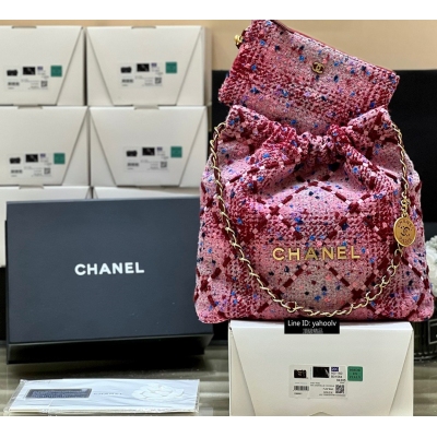 CHANEL香奈兒 2022K 新色毛呢女士垃圾袋 AS32...