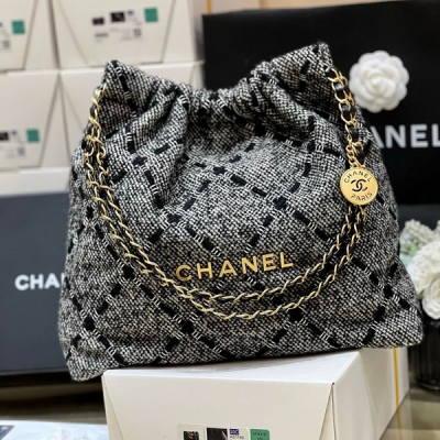 CHANEL香奈兒 2022K 女士秋冬粗花毛呢垃圾袋 AS...