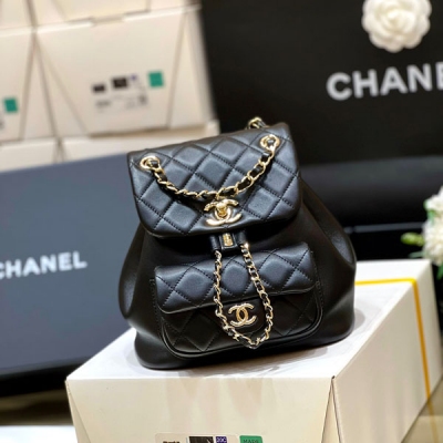 CHANEL香奈兒 經典Duma黑色小羊皮2022熱款背包 ...