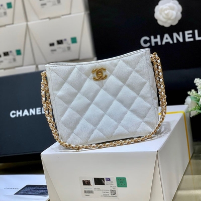 CHANEL香奈兒 2023春夏 hobo白色荔枝皮腋下包 ...