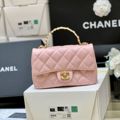 CHANEL香奈兒 大爆款 CF手柄大mini 粉色原廠油臘...