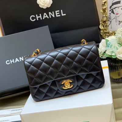 CHANEL香奈兒 至尊版本 歐洲原廠黑金羊皮CF大mini...