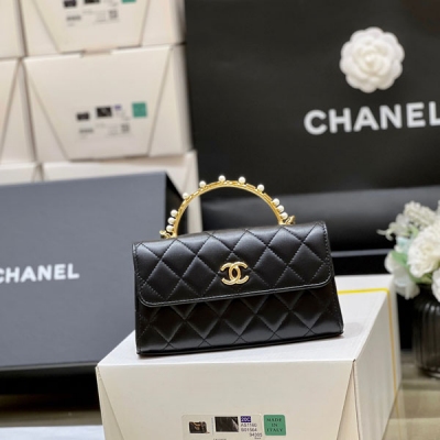 CHANEL香奈兒 經典難買 大號黑色小羊皮鑽石手柄Kell...