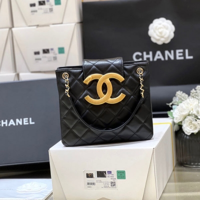 CHANEL香奈兒 2024新款 大雙C小羊皮復古tote腋...