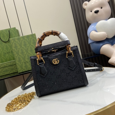 GUCCI古馳 Diana竹節蜥蜴紋迷你托特包 707449