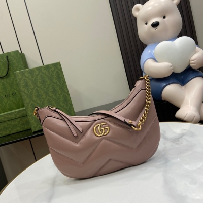 GUCCI古馳 GG Marmont系列 NFC全皮小號肩背...
