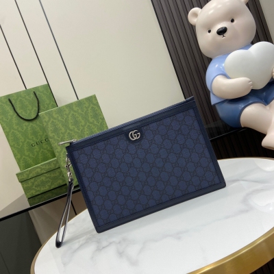 GUCCI古馳 Ophidia系列 藍色雙G小號手包 575...