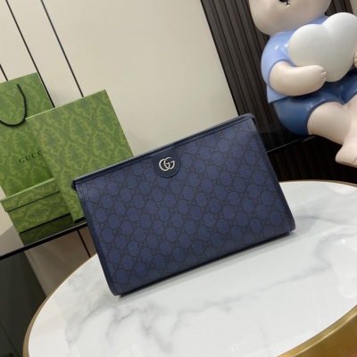 GUCCI古馳 Ophidia系列 藍色雙G手拿包 5982...
