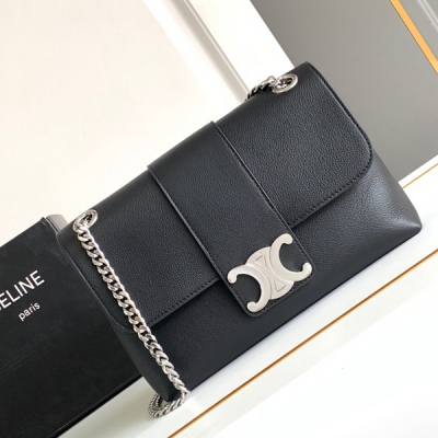 CELINE VICTOIRE 全鋼黑色牛皮革中號斜挎包 尺...
