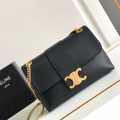 CELINE VICTOIRE 黑色柔軟牛皮革中號手袋