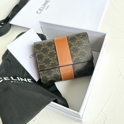 CELINE TRIOMPHE 小號標誌印花三折錢包 100...