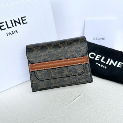 CELINE 標誌印花羊皮革名片卡包 100242