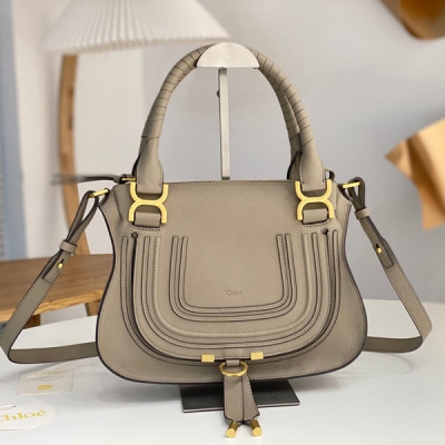 Chloe克洛伊 chloe-marcie 中號小牛皮灰色斜...