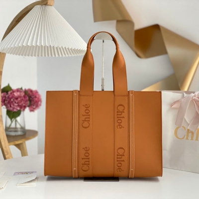 Chloe克洛伊 Woody 大號棕色原廠皮托特包