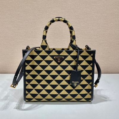 PRADA普拉達 中號刺繡織物托特包 1BA354