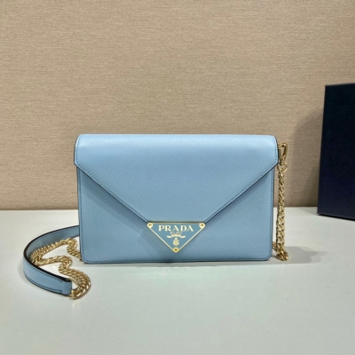 PRADA普拉達 新色金屬標女士斜挎包 1BD318