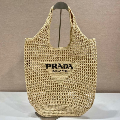 PRADA普拉達 夏日必備酒椰纖維托特包 1BG424