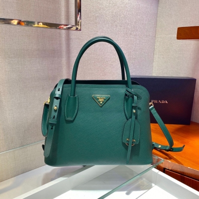 PRADA普拉達 Matinée 綠色全皮斜挎手袋 1BA2...