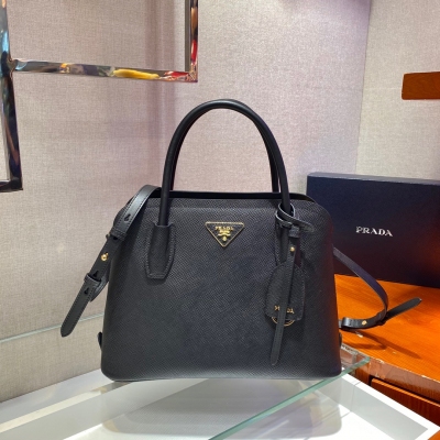 PRADA普拉達 黑色牛皮Matinée新款手袋 1BA29...